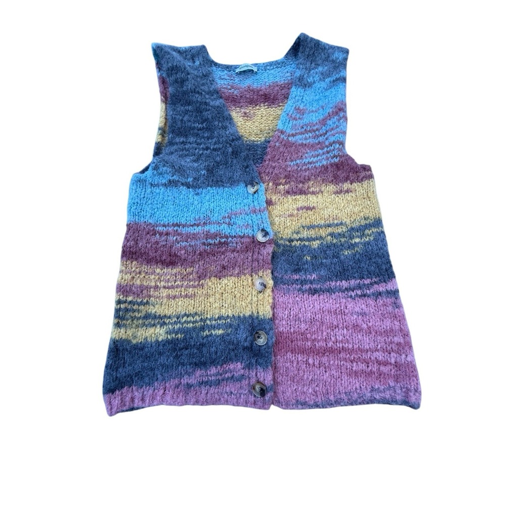 Gimaguas Amy Vest in a multi-color stripe pattern Alpaca Wool Blend Knit Size M